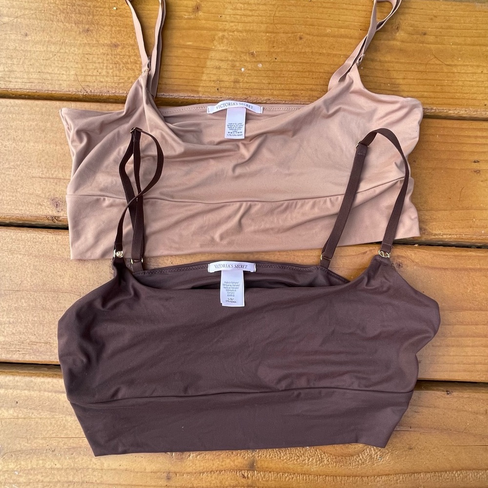 Victoria's Secret Two-Tone Seamless Bralettes in Nude & Chocolate